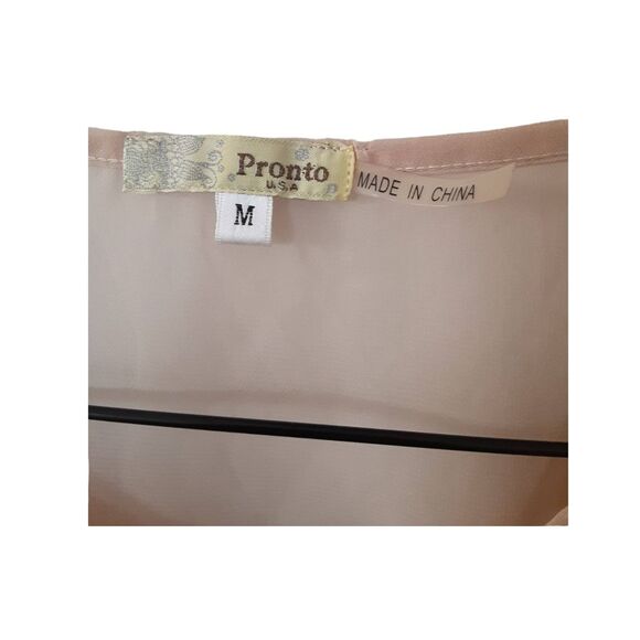 Pronto USA Sheer Bohemian Open Shoulder Top M - Festival/Boho Style - Picture 9 of 9